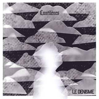 Une silhouette fantomatique regardant vers le haut sur un fond de nuages plats très texturés blanc, gris et noirs. Autour de la pochette on trouve un cadre blanc. Au centre en haut, on trouve le titre de l'album Cantilènes écrit en police gothique et en bas à droite on trouve le nom de l'artiste LE DENISME