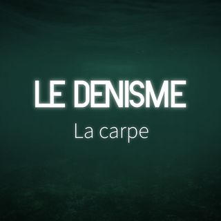 Des fonds sous marins sombres et diffus d'où peine à percer la lumière. Au centre, le nom de l'artiste LE DENISME et en sous-titre, le nom du single, La carpe.